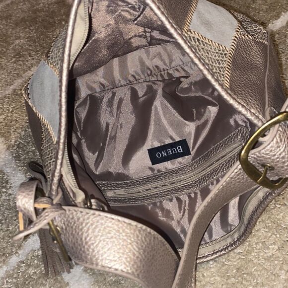 Vintage Bueno Gold Metallic and Suede Patched Shoulder Bag - Picture 9 of 9
